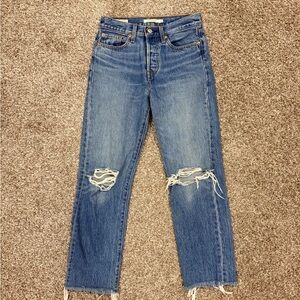 Levi's Blue Wedgie Straight Leg Distressed Jeans
